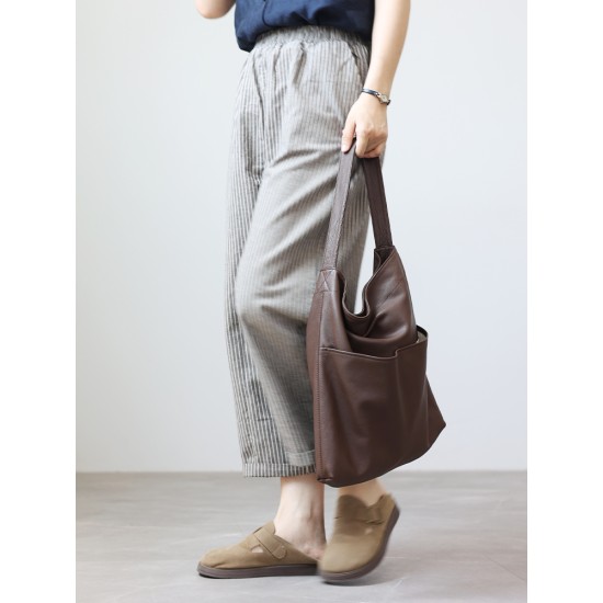 Minimally designed soft leather shoulder bag tote bag - Memoo.com